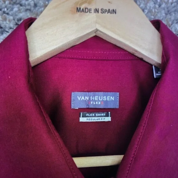 Men's Burgundy Dress Shirt - Picture 6 of 7